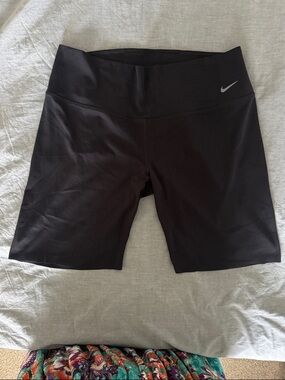 Nike Women's Black High-Waist Bike Shorts with Reflective Swoosh